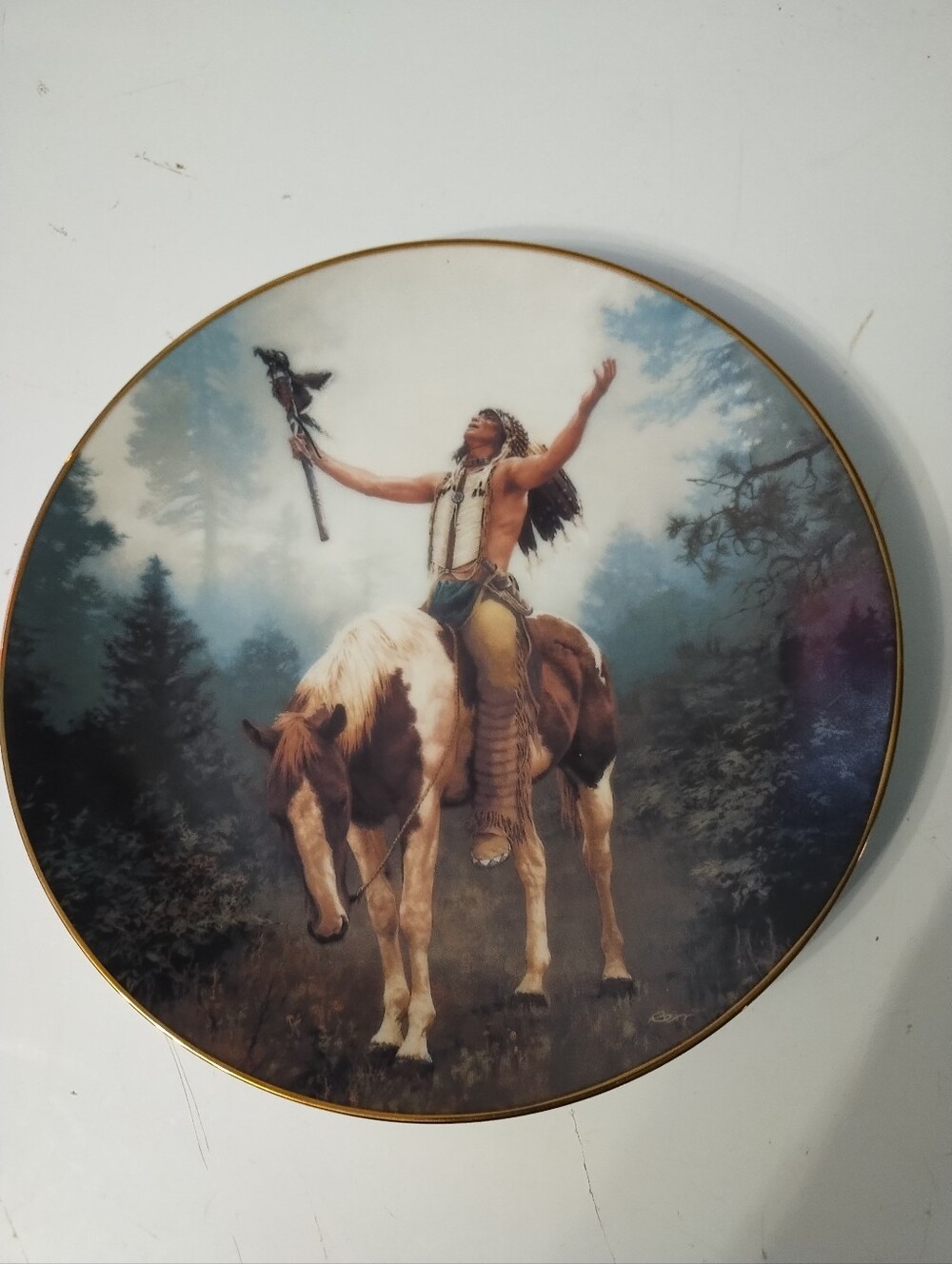 1992 "Deliverance" 'Mystic Warriors" Native American Horse Wall Plate